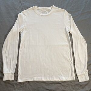 George Men's Knit Pullover Long Sleeve T Shirt Small White